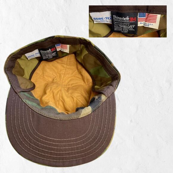Vtg Camo Gore-Tex Thinsulate Hunting Trucker Cap Workwear Hat - Picture 4 of 4
